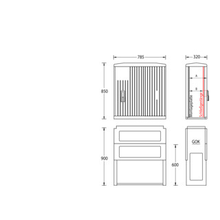 uesa Normschrank A100-M-850 850 x 785 x 320mm IP44