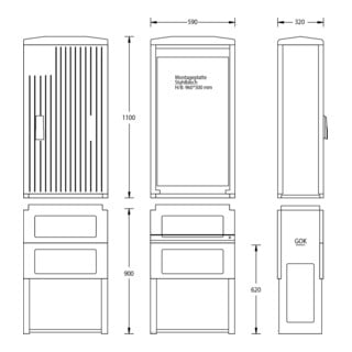 uesa Normschrank IP44 1100x590x320mm A070-M-1100
