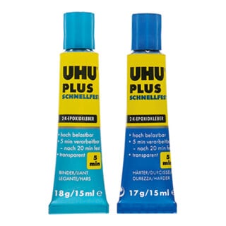 UHU 2-Komponentenepoxidkleber PLUS SCHNELLFEST SB-Karte mit Tuben Binder 18g Härter