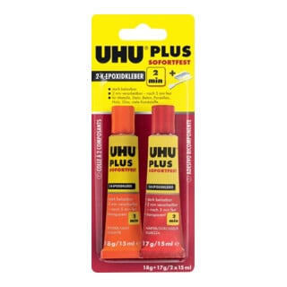 UHU 2-Komponentenepoxidkleber PLUS SOFORTFEST SB-Karte mit Tuben Binder 18g Härter
