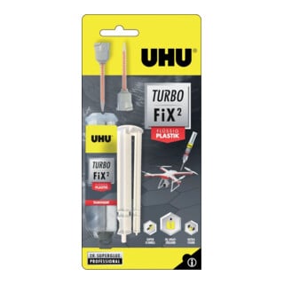 UHU 2K-Reparaturkleber Turbo Fix² Flüssig Plastik 10g transparent Doppelspritze