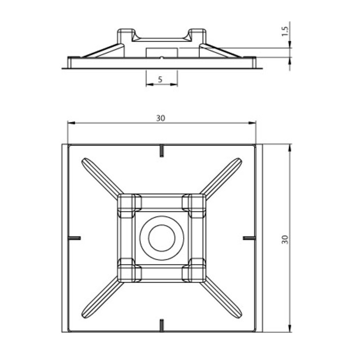 Unex Befestigungssockel selbstkl., 30x30 1256