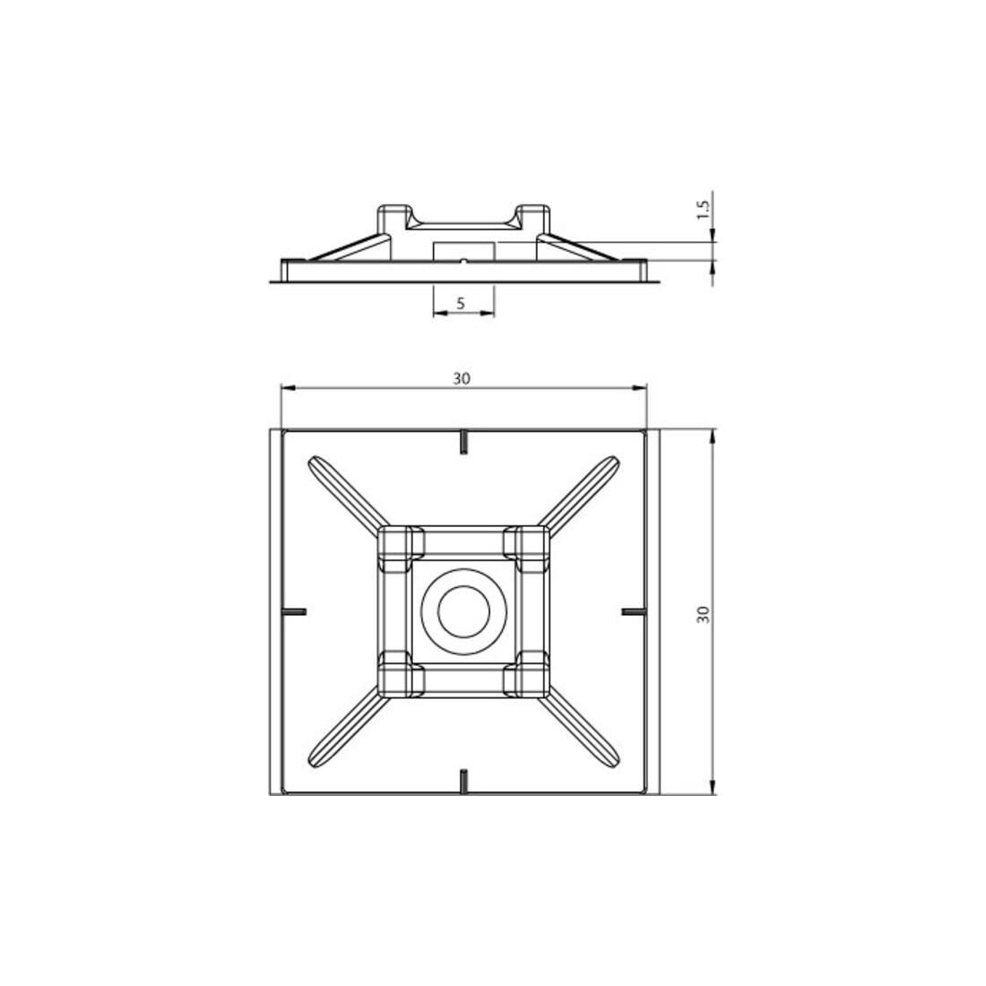 Unex Befestigungssockel selbstkl., 30x30 1256