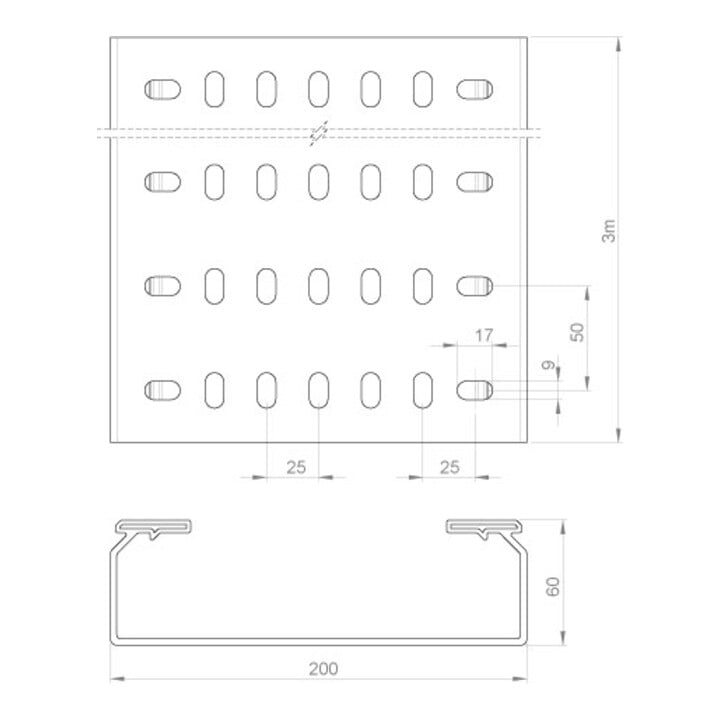 Unex Chemin de câble perforé lgr 60x200 66200
