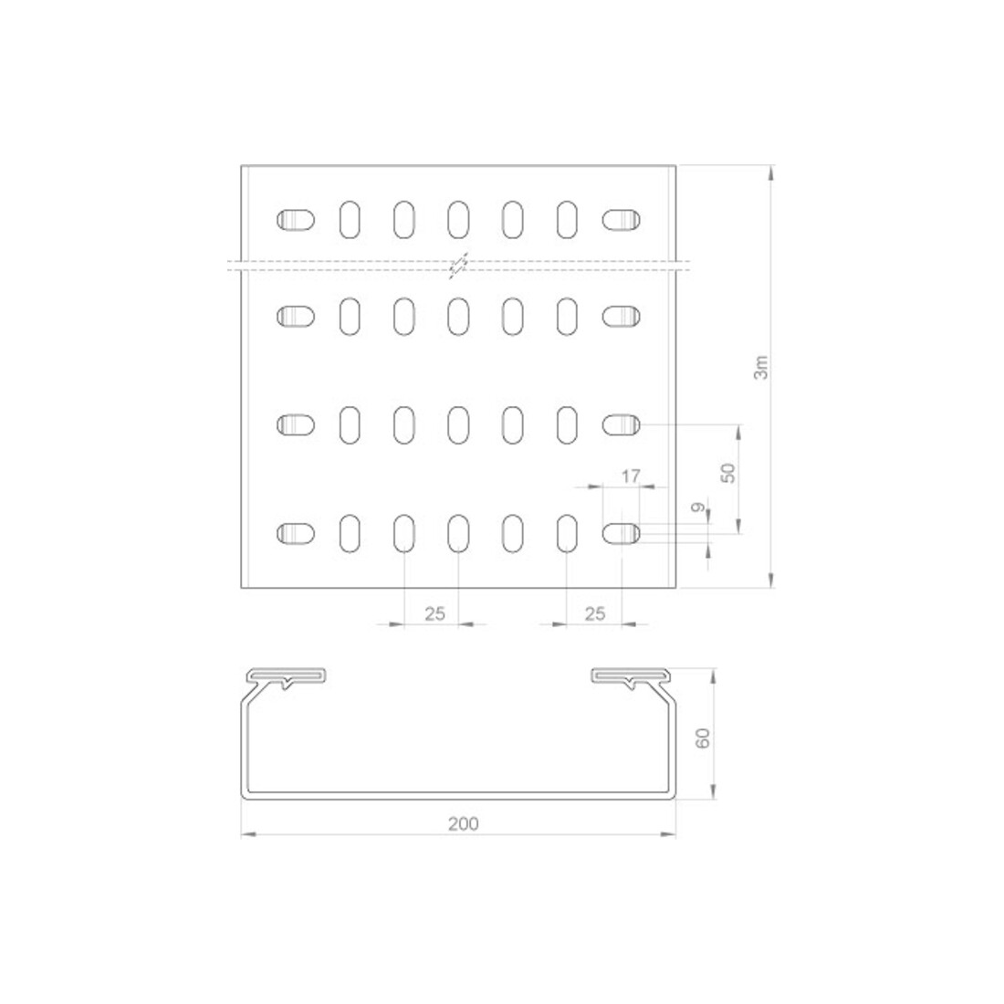 Unex Chemin de câble perforé lgr 60x200 66200