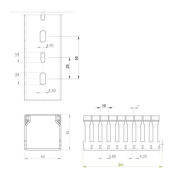 Unex Goulotte de câblage gris clair RAL7035 40x40 40.40.88