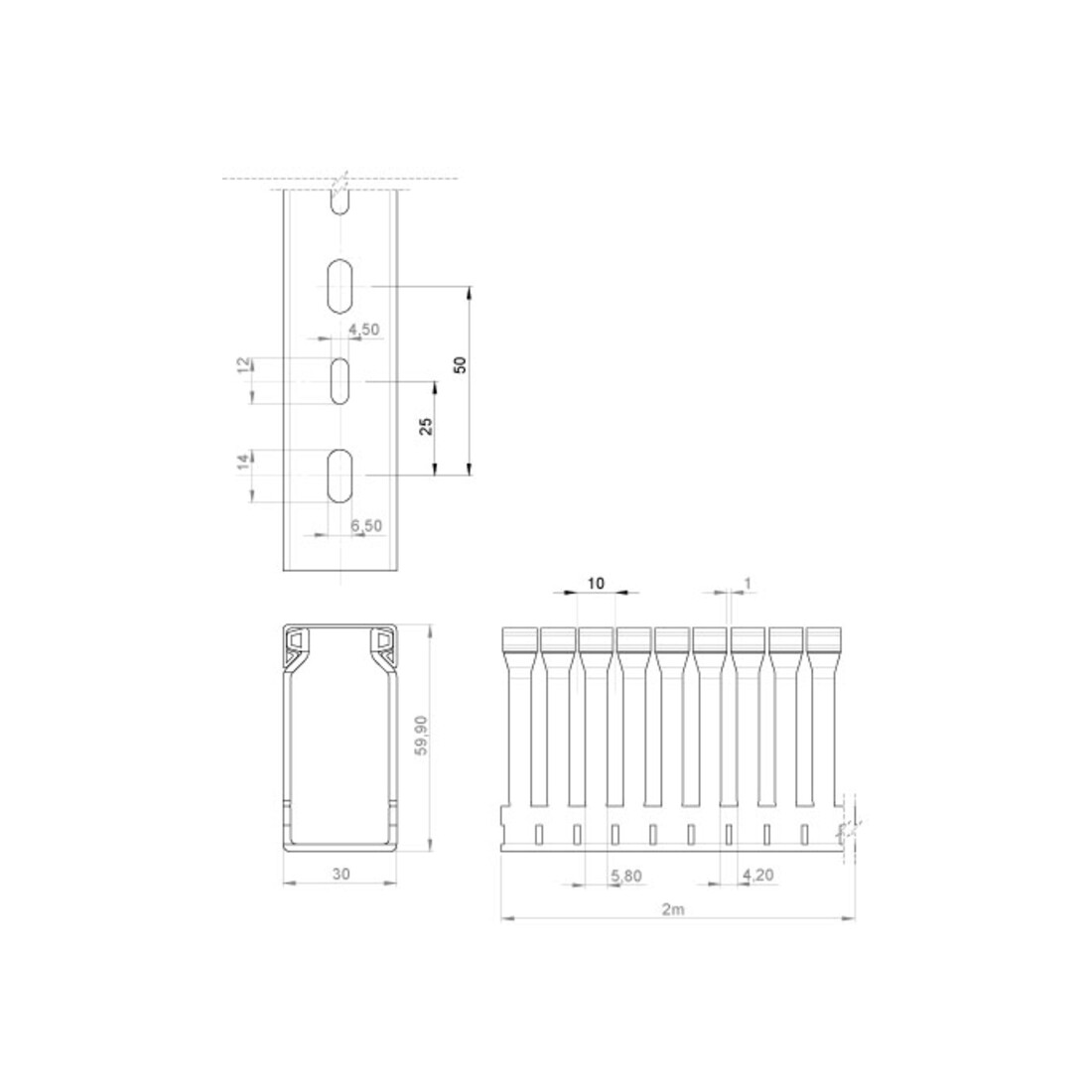 Unex Goulotte de câblage lgr RAL7035 60x30 60.30.88
