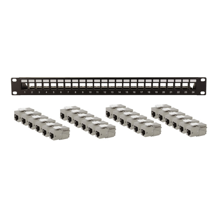 unex Plaque frontale 19" 1U incl. 24x CAT6AB-UFBCAT6AB-S