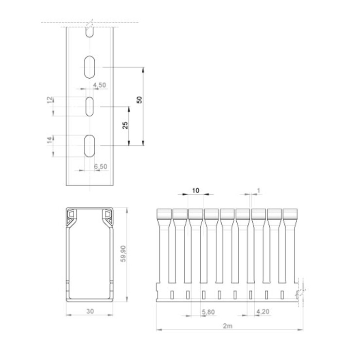 Unex Verdrahtungskanal lgr RAL7035 60x30 60.30.88