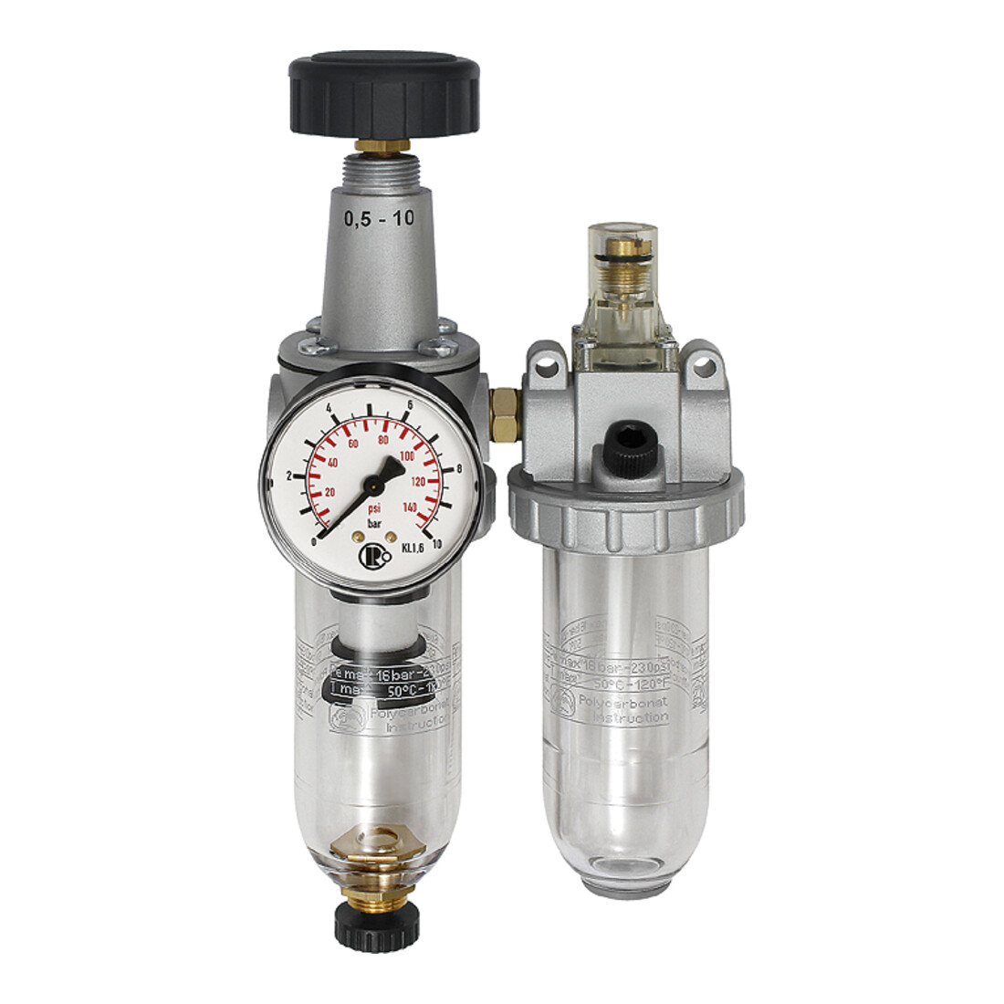 Unité de maintenance RIEGLER 2 pièces standard avec réservoir PC BG 2 G 3/8
