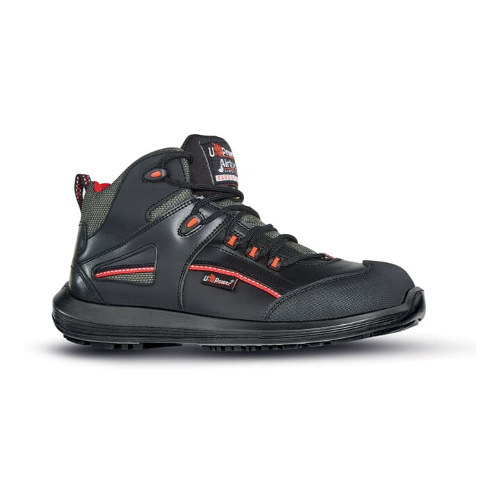 UPower Sicherheits-Schnürstiefel EN20345 ESD S3 Teak Gr.47 Glattleder schwarz Überkappe