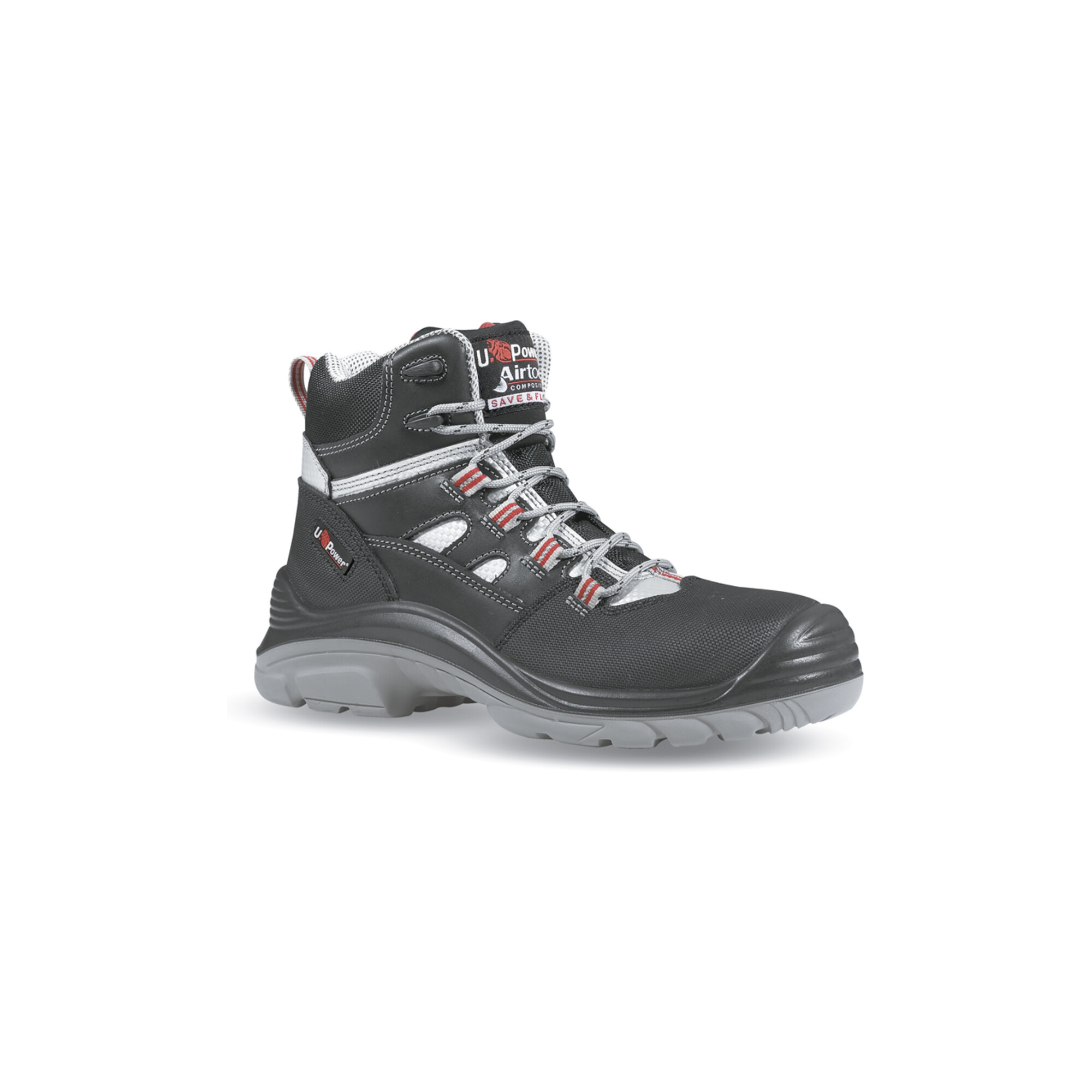 UPower Sicherheitsstiefel S3 SRC Cross Gr.47 W.11 schwarz/rot Glattleder ; U-POWER
