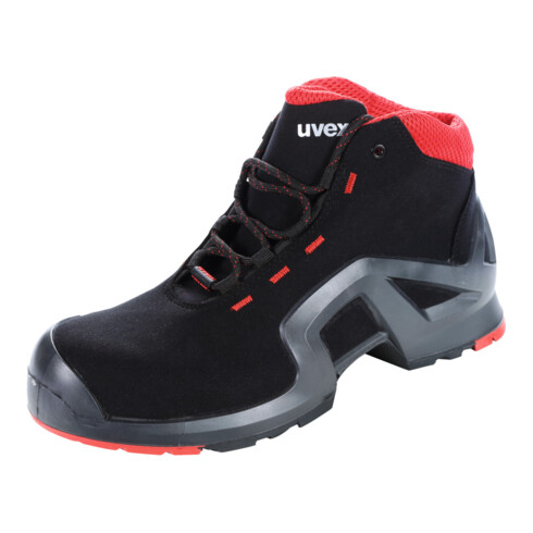 UVEX Chaussures hautes noires/rouges uvex 1 x-tended support, S3, Pointure EU: 39