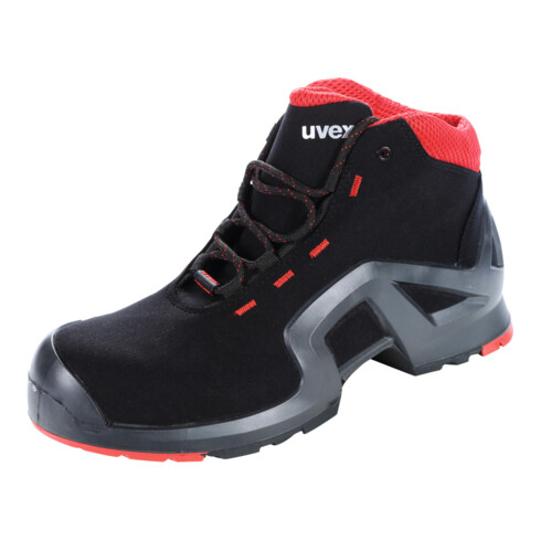 UVEX Chaussures hautes noires/rouges uvex 1 x-tended support, S3, Pointure EU: 40