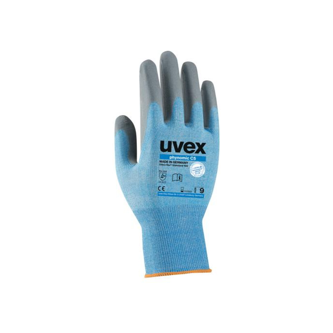 Gants de protection Uvex phynomic C5, paume et bouts des doigts avec revêtement en mousse aqua polymère