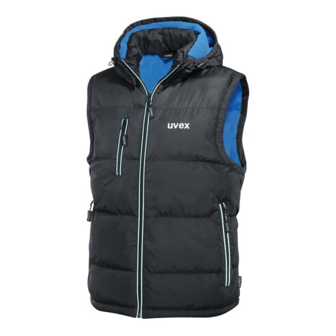 Uvex Gilet termico trapuntato, nero/blu, taglia unisex M