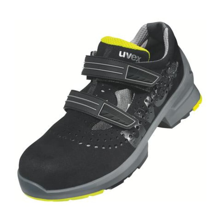 uvex Sandales noires/jaunes uvex 1, S1, Pointure EU: 45