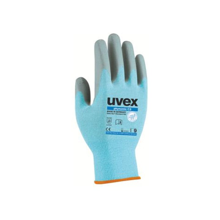 uvex Schutzhandschuhe uvex phynomic C3, Innenhand und Fingerspitzen mit Aqua-Polymer-Schaum-Beschichtung, Größe 6