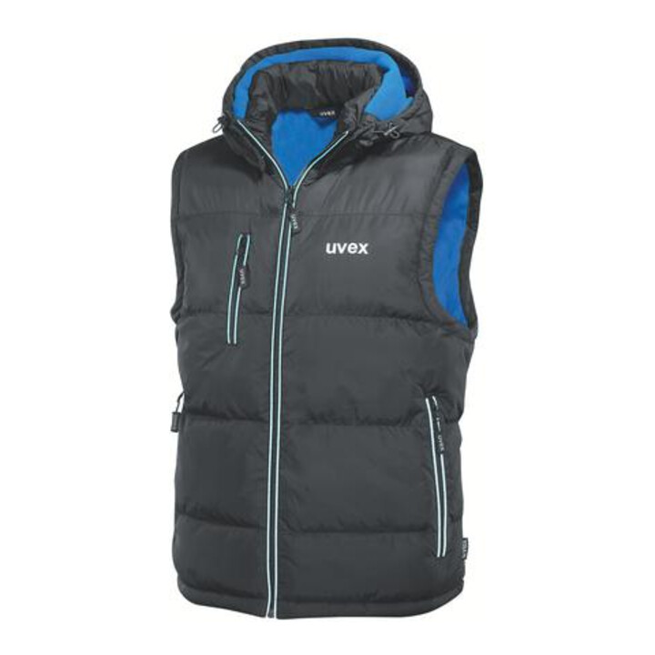 uvex Thermo Steppweste, schwarz / blau, Unisex-Größe: L