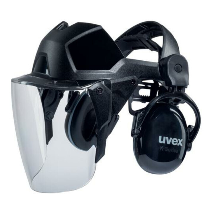uvex visor pheos faceguard, incolore, visière en polycarbonate UV400 avec protection auditive