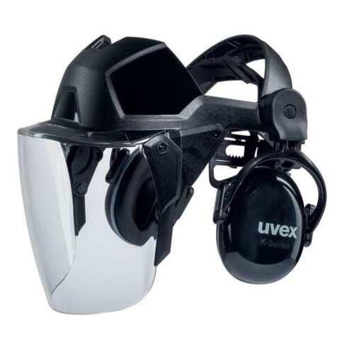 Uvex visor pheos faceguard, incolore, visière en polycarbonate UV400 avec protection auditive