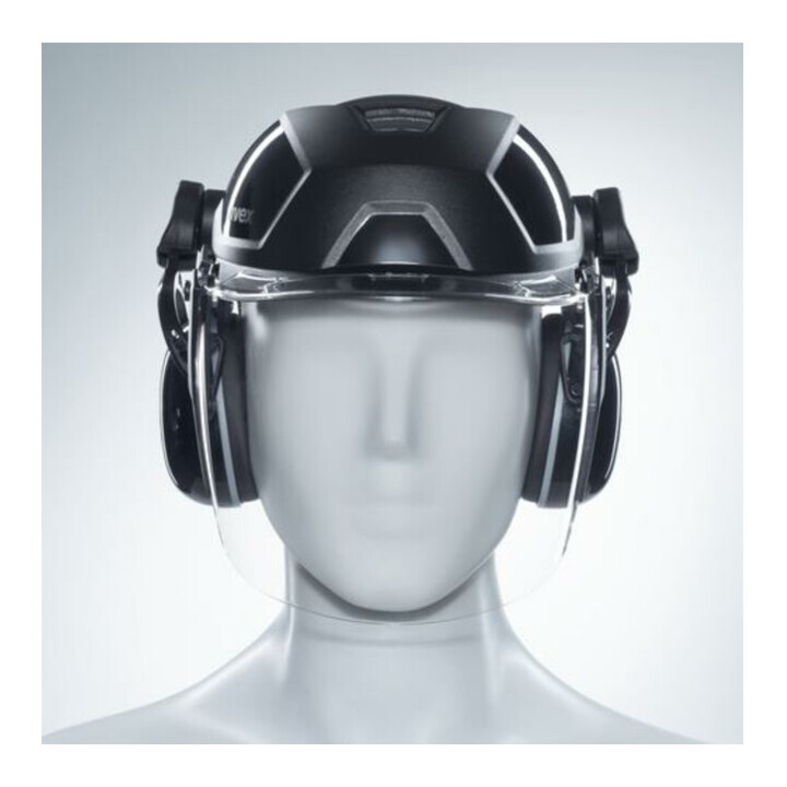 uvex visor pheos faceguard, incolore, visière en polycarbonate UV400 avec protection auditive