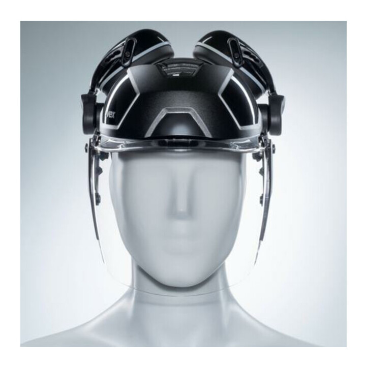 uvex visor pheos faceguard, incolore, visière en polycarbonate UV400 avec protection auditive