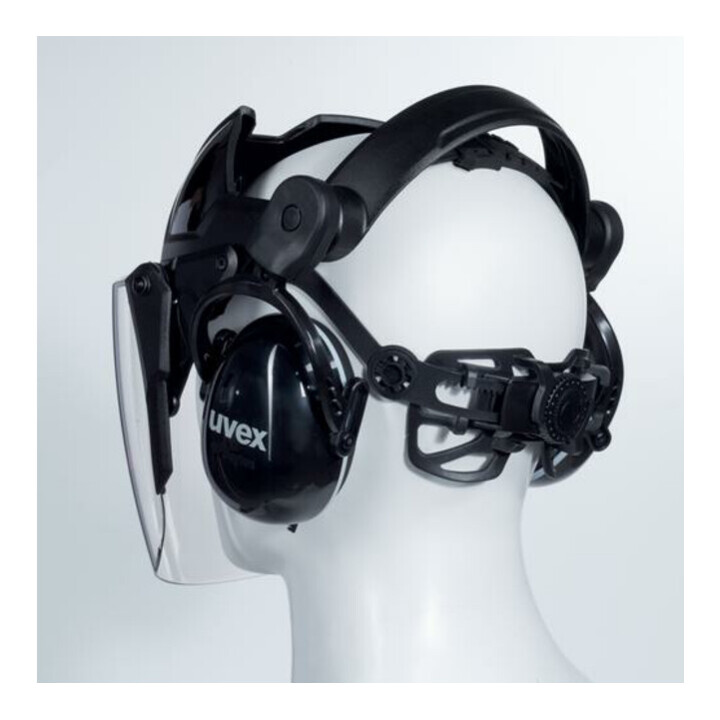 uvex visor pheos faceguard, incolore, visière en polycarbonate UV400 avec protection auditive