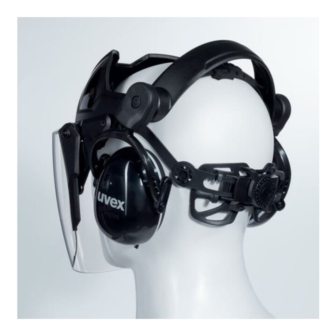 uvex visor pheos faceguard, incolore, visière en polycarbonate UV400 avec protection auditive