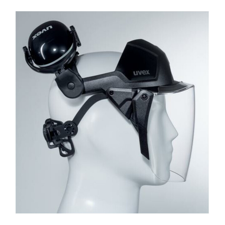 uvex visor pheos faceguard, incolore, visière en polycarbonate UV400 avec protection auditive