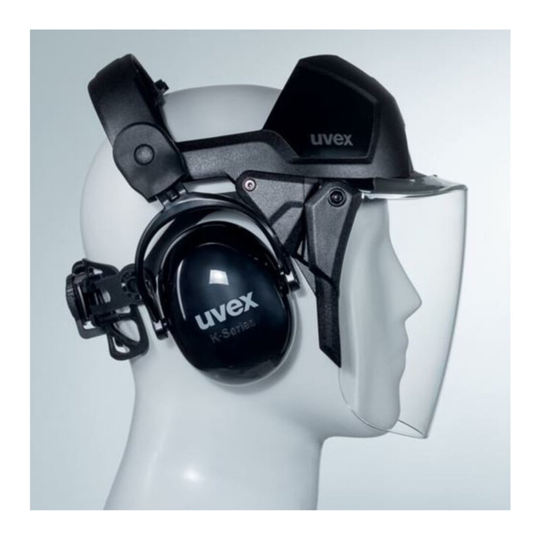 uvex visor pheos faceguard, incolore, visière en polycarbonate UV400 avec protection auditive