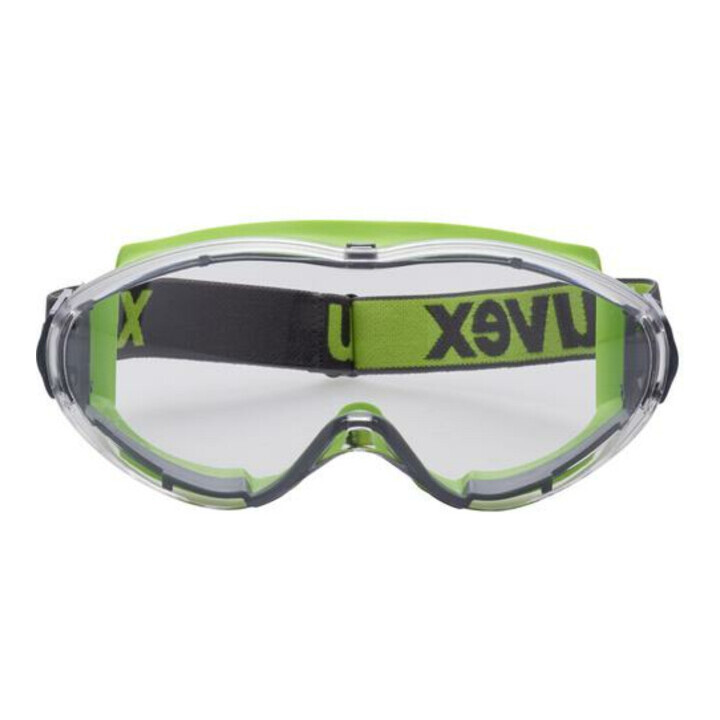 uvex Vollsichtbrille ultrasonic, UV400 farblos supravision extreme grau/lime