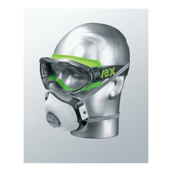 uvex Vollsichtbrille ultrasonic, UV400 farblos supravision extreme grau/lime
