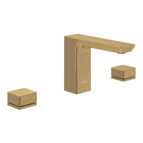 V&B 3-Loch-Waschtischarmatur Subway 3.0 fest Ausl., o. Abl.garn, brushed gold