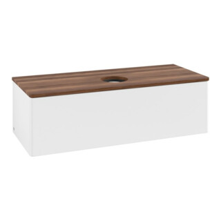 V&B Antao 120x36x50cm Meuble sous lavabo sans structure de façade, éclairage, couleur WBP blanc, blanc mat avec Lac