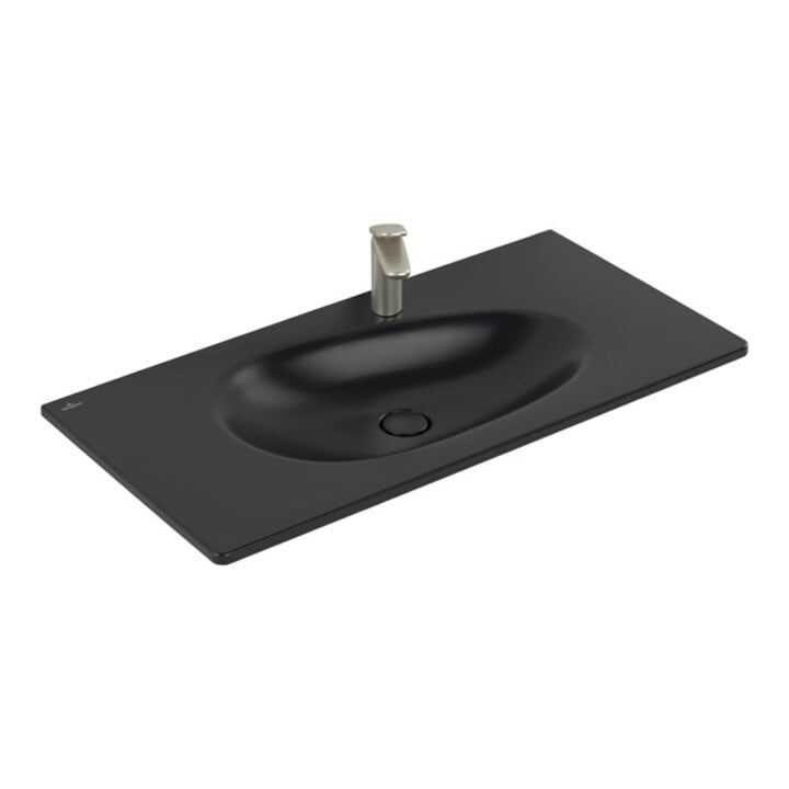 V&B Antao Meuble lavabo 100x50 cm, angle, 1 mitigeur, vidage réduit, bleu pâle C+