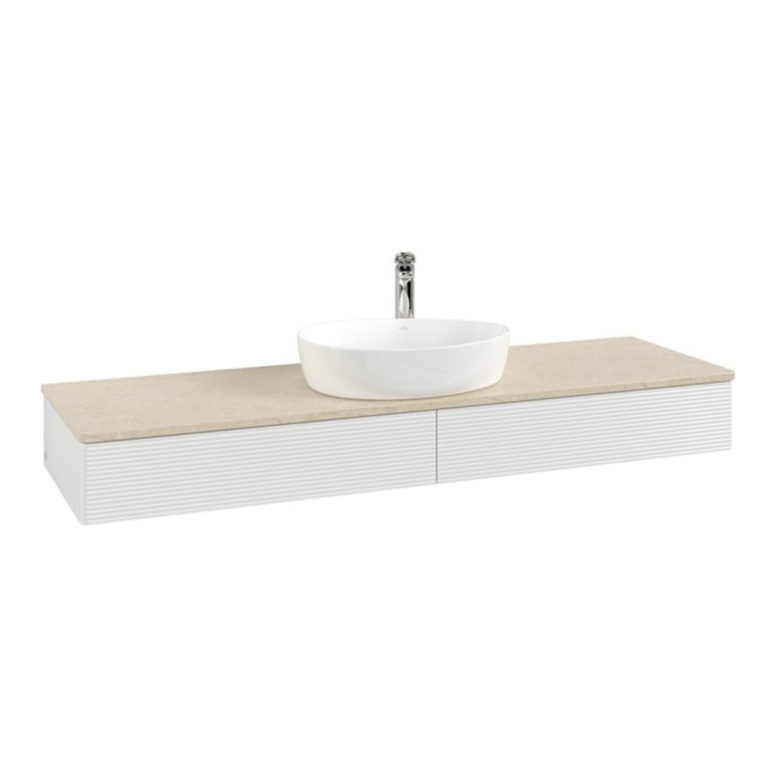 V&B Antao Meuble sous lavabo avec structure de façade - éclairage 160x50cm, HL, WBP botti., blanc brillant Lac