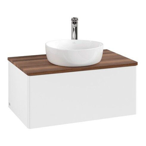 V&B Antao Meuble sous lavabo sans structure de façade - Éclairage 80x36x50cm, HL, WBP blanc mat, blanc avec laque