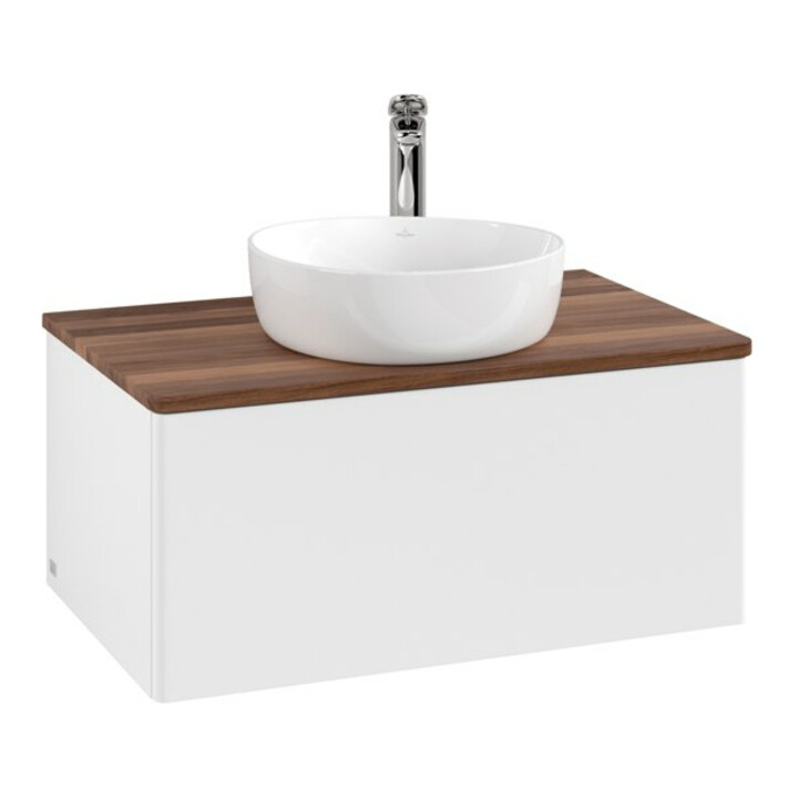 V&B Antao Meuble sous lavabo sans structure de façade - Éclairage 80x36x50cm, HL, WBP blanc mat, blanc avec laque