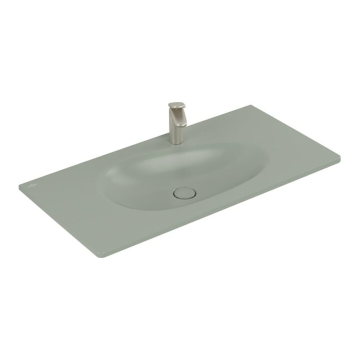 V&B Antao meuble vasque 100x50 cm, chêne, 1 tiroir, avec plan vasque, gris mat C+