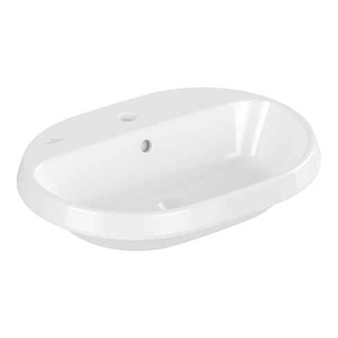 V&B Architectura lavabo encastré 60x45 cm, ovale, 1 trou, avec trop-plein, blanc