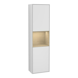 V&B Armoire haute Éclairage mural Finion 41,8x151,6cm, d, placage Rg Oa, blanc, avec laque