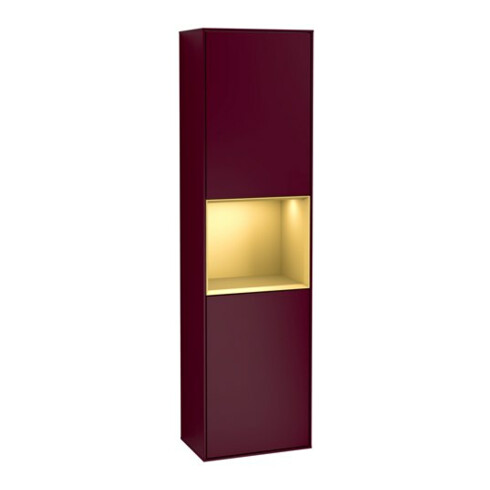 V&B Armoire haute Éclairage mural Finion 41,8x151,6cm, gauche, étagère or mat, poignée mat