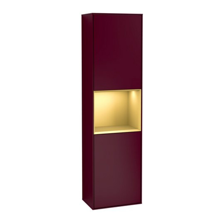V&B Armoire haute Éclairage mural Finion 41,8x151,6cm, gauche, étagère or mat, poignée mat