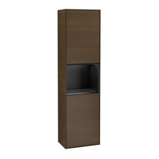 V&B Armoire haute Finion 41,8x151,6cm, droite, Reg bleu mat Lac, noyer veinée