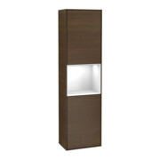V&B Armoire haute Finion 41,8x151,6cm, g, Rg blanc brillant, placage noyer