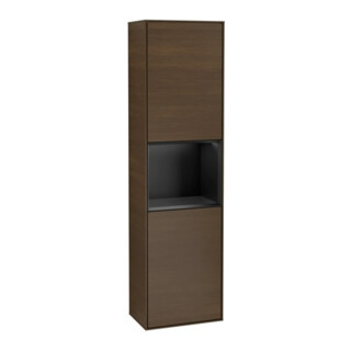 V&B Armoire haute Finion 41,8x151,6cm, gauche, étagère bleue mat Lac, noyer veiné