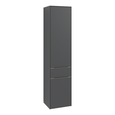 V&B Armoire haute Subway 3.0 40x171x36,2cm, porte coulissante/grise alu lisse, blanc Oa