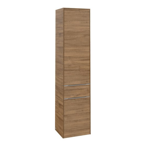 V&B Armoire haute Subway 3.0 40x171x36,2cm, porte L/gr aluminium brillant, chêne naturel