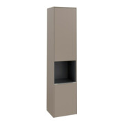 V&B Armoire haute Subway 3.0 40x171x36,2cm, porte L/poignée alu brillant, Taupe